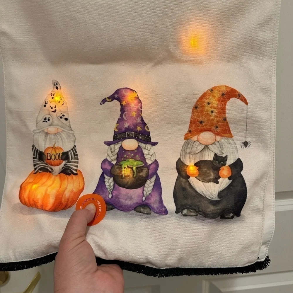 Light Up Costume Gnomes Halloween Table Runner